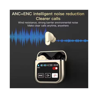 ANC Noise Canceling Earbuds with Smart Touch Screen in Ear Earphones with Microphone