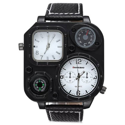 Leather band water resistent Multi function big dial outdoor watch (look like a millionaire)